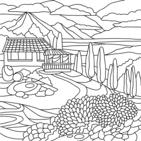 Disegno di paesaggio da stampare e colorare 57