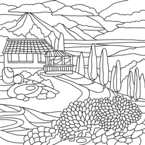 Disegno di paesaggio da stampare e colorare 57