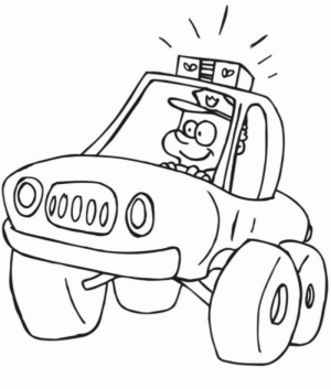 Disegno di auto della polizia da stampare e colorare 6