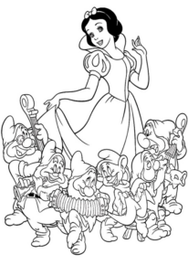 Disegno di Biancaneve e i sette nani da stampare e colorare 20
