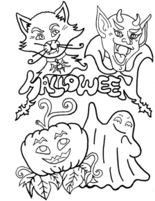 Disegno di gatto di halloween da stampare e colorare 10