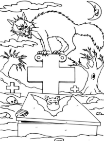 Disegno di gatto di halloween da stampare e colorare 15