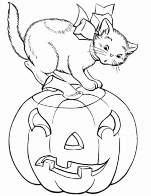 Disegno di gatto di halloween da stampare e colorare 7