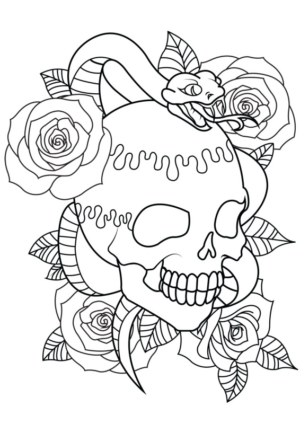 Disegno di teschio e scheletro da stampare e colorare 57
