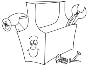 Disegno di utensile da lavoro da stampare e colorare 3