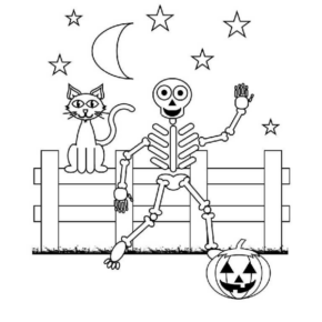 Disegno di gatto di halloween da stampare e colorare 1