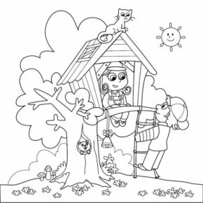Disegno di casa sull’albero da stampare e colorare 3 Disegno di casa sull’albero da stampare e colorare 3