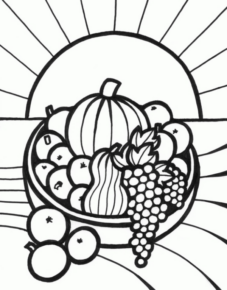 Disegno di cesto di frutta da stampare e colorare 4