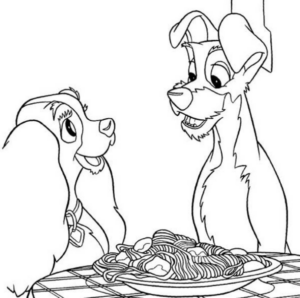 Disegno di Lilli e il Vagabondo da stampare e colorare 4