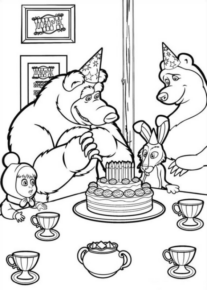 Disegno di Masha e Orso da stampare e colorare 3