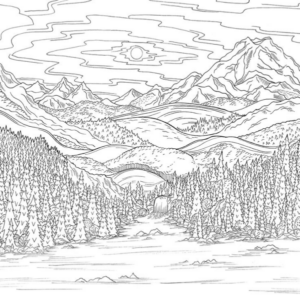 Disegno di paesaggio da stampare e colorare 63
