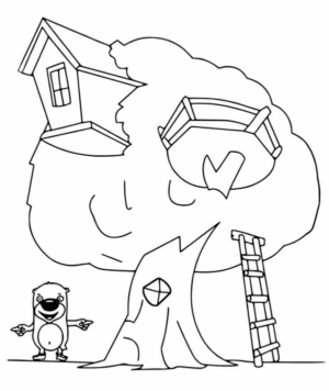 Disegno di casa sull’albero da stampare e colorare 2 Disegno di casa sull’albero da stampare e colorare 2
