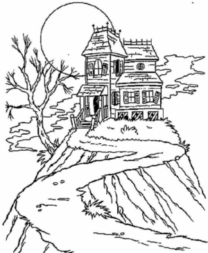 Disegno di casa infestata da stampare e colorare 23