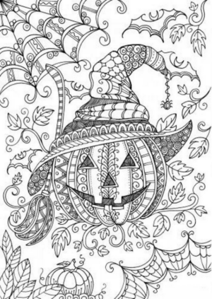 Disegno di zucca di Halloween da stampare e colorare 106
