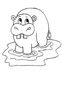 Disegno di ippopotamo da stampare e colorare 6