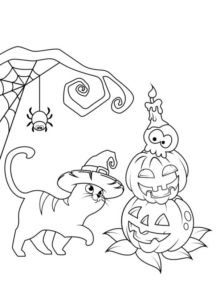 Disegno di gatto di halloween da stampare e colorare 4