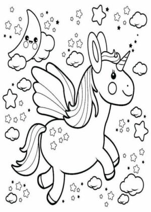 Disegno di unicorno da stampare e colorare 90
