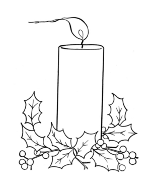 Disegno di candela natalizia da stampare e colorare 1