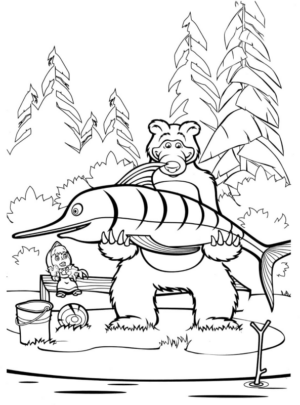 Disegno di Masha e Orso da stampare e colorare 124