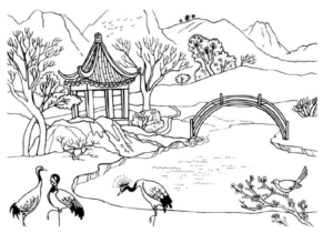 Disegno di paesaggio da stampare e colorare 49