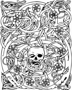 Disegno di teschio e scheletro da stampare e colorare 55