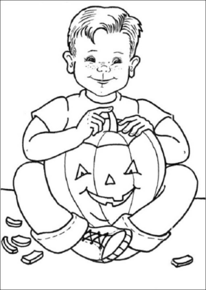 Disegno di bambino ad Halloween da stampare e colorare 10