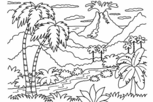 Disegno di paesaggio da stampare e colorare 2