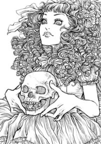 Disegno di teschio e scheletro da stampare e colorare 27