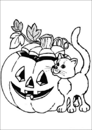 Disegno di gatto di halloween da stampare e colorare 6