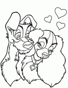 Disegno di Lilli e il Vagabondo da stampare e colorare 2