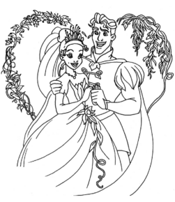 Disegno di La principessa e il ranocchio da stampare e colorare
