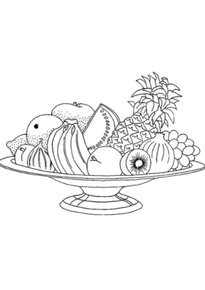 Disegno di cesto di frutta da stampare e colorare 37