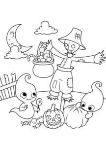 Disegno di bambino ad Halloween da stampare e colorare 3
