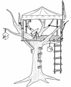 Disegno di casa sull’albero da stampare e colorare 13