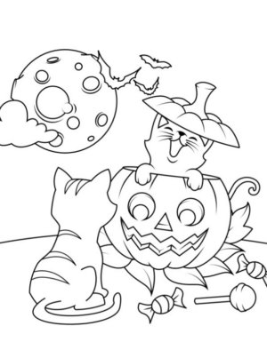 Disegno di gatto di halloween da stampare e colorare 5