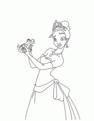 Disegno di La principessa e il ranocchio da stampare e colorare 1