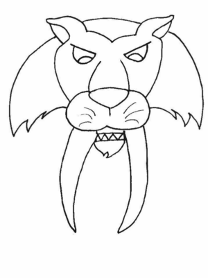 Disegno di tigre dai denti a sciabola da stampare e colorare 4 Disegno di tigre dai denti a sciabola da stampare e colorare 4