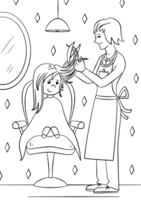 Disegno di parrucchiere da stampare e colorare
