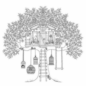Disegno di casa sull’albero da stampare e colorare 11