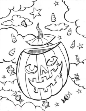 Disegno di zucca di Halloween da stampare e colorare 57