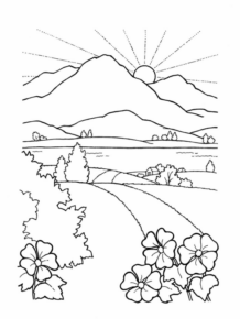 Disegno di paesaggio da stampare e colorare 15