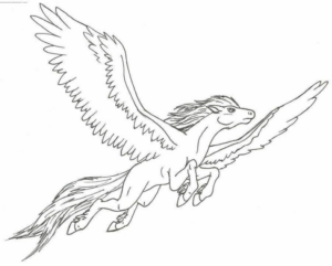 Disegno di cavallo alato da stampare e colorare 7