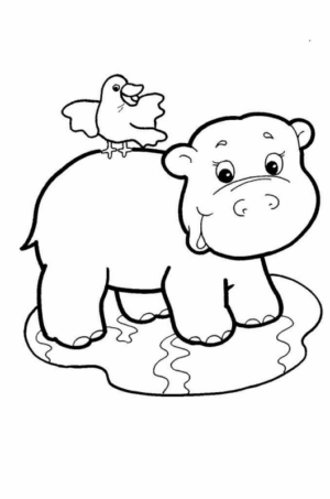 Disegno di ippopotamo da stampare e colorare 60