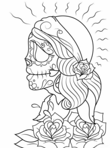 Disegno di teschio e scheletro da stampare e colorare 101