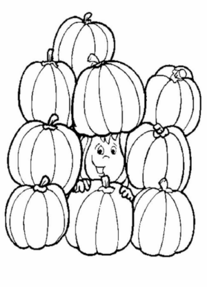 Disegno di zucca di Halloween da stampare e colorare 205