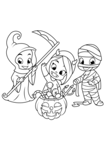 Disegno di bambino ad Halloween da stampare e colorare 1