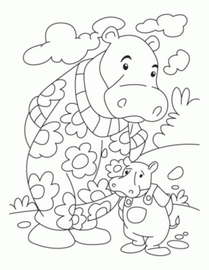 Disegno di ippopotamo da stampare e colorare 39