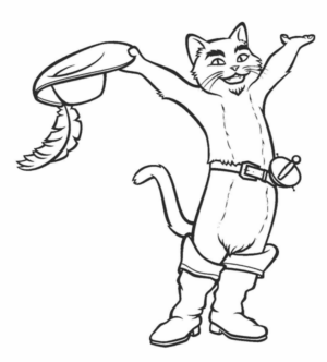Disegno di Il gatto con gli stivali da stampare e colorare 2