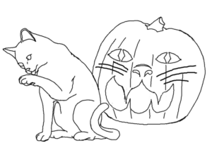 Disegno di gatto di halloween da stampare e colorare 9