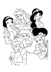 Disegno di Tutte le principesse Disney da stampare e colorare 2
